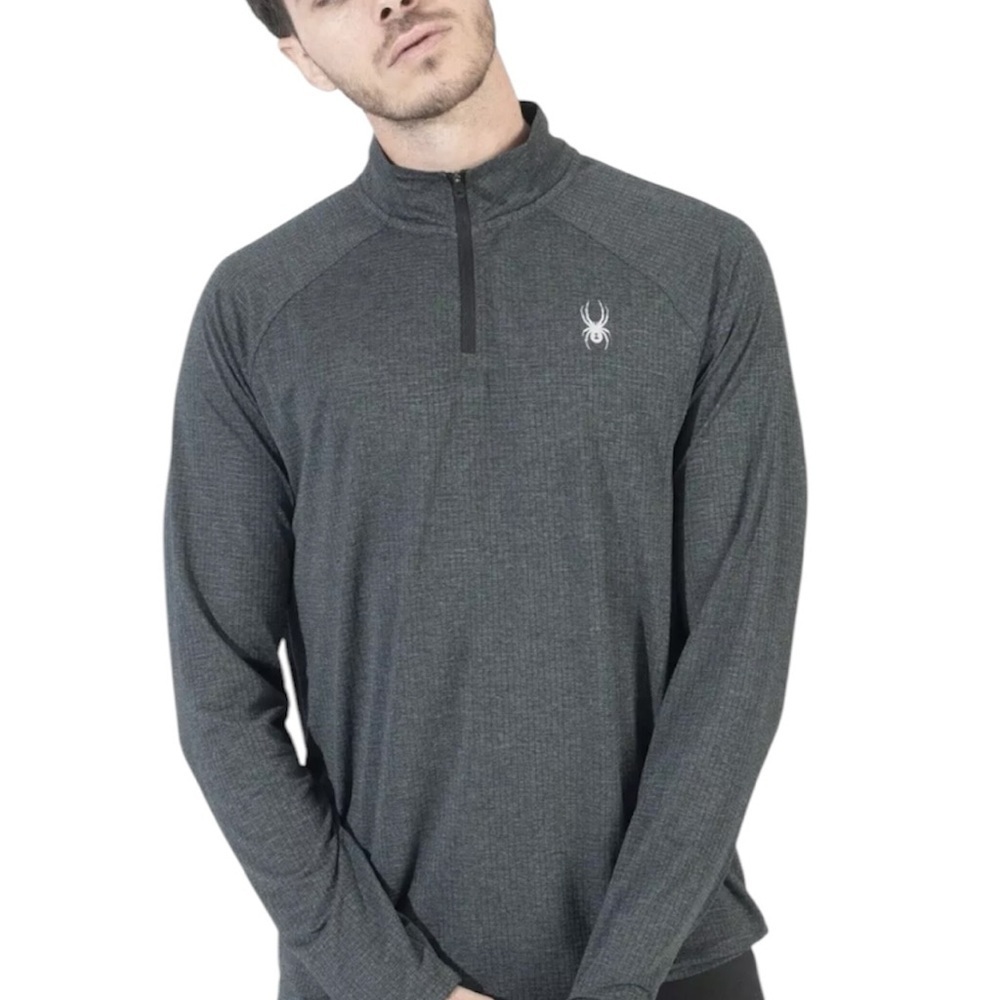 Spyder Active Men's Moisture Wicking 4-Way Stretch 1/4 Zip Pullover Gray Size L